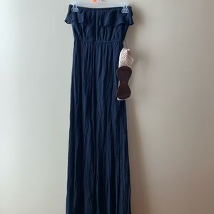 Stapless Navy Sun Dress with Belt